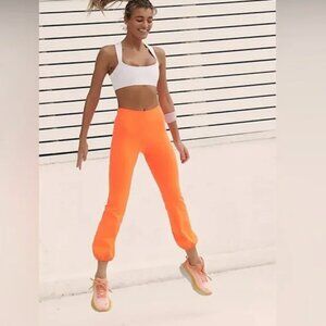 Free People Movement Let's Bounce Orange Bubble Jogger Sweatpants NWT Size S